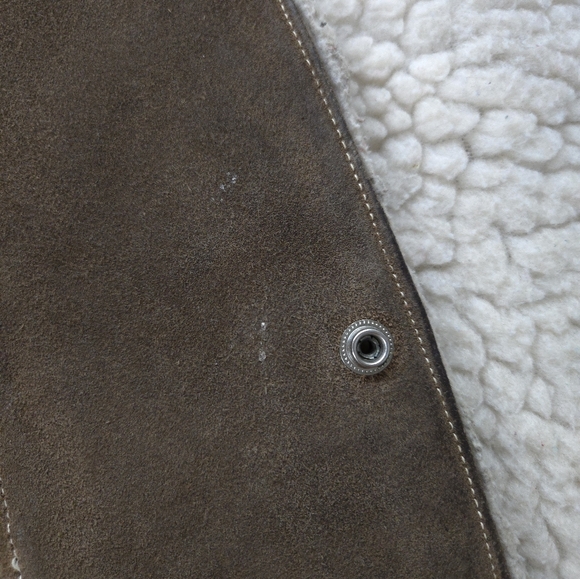 Vintage Western Leather Suede Vest 70s Faux Shearling 1970s Patchwork Distressed - Picture 16 of 16